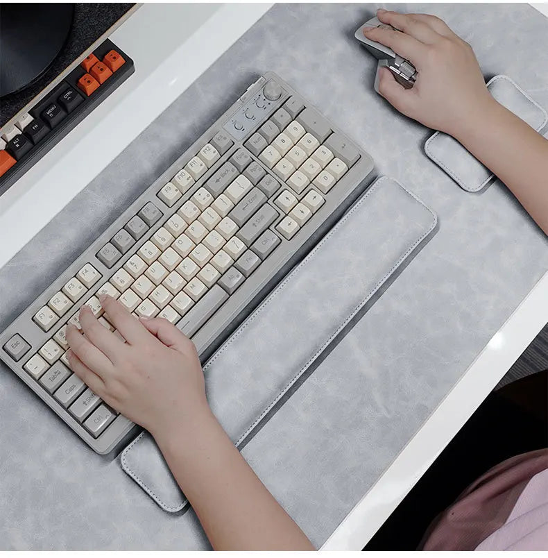 PU Leather Desk Pad Set – Waterproof Non-Slip Mouse Pad with Keyboard & Wrist Rest