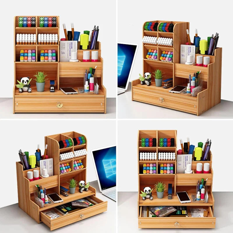Wooden Desk Organiser with Drawer