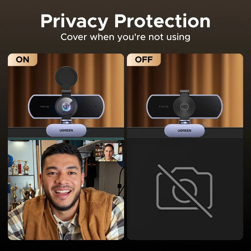 UGREEN 4K FHD Webcam – 8MP, Autofocus & Dual AI Mics