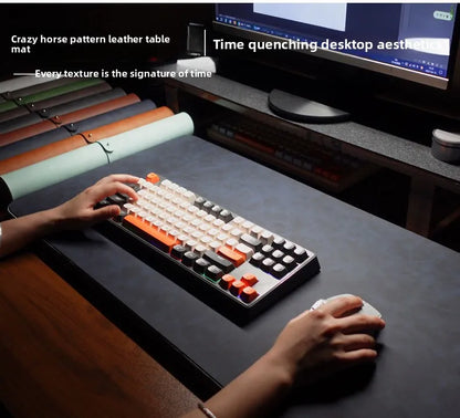 PU Leather Desk Pad Set – Waterproof Non-Slip Mouse Pad with Keyboard & Wrist Rest