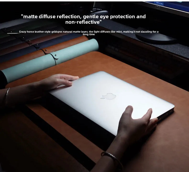 PU Leather Desk Pad Set – Waterproof Non-Slip Mouse Pad with Keyboard & Wrist Rest