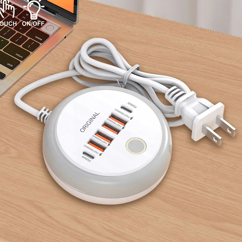 50W Multi-Port USB-C Power Strip – Fast Charging for iPhone & Mobile Devices