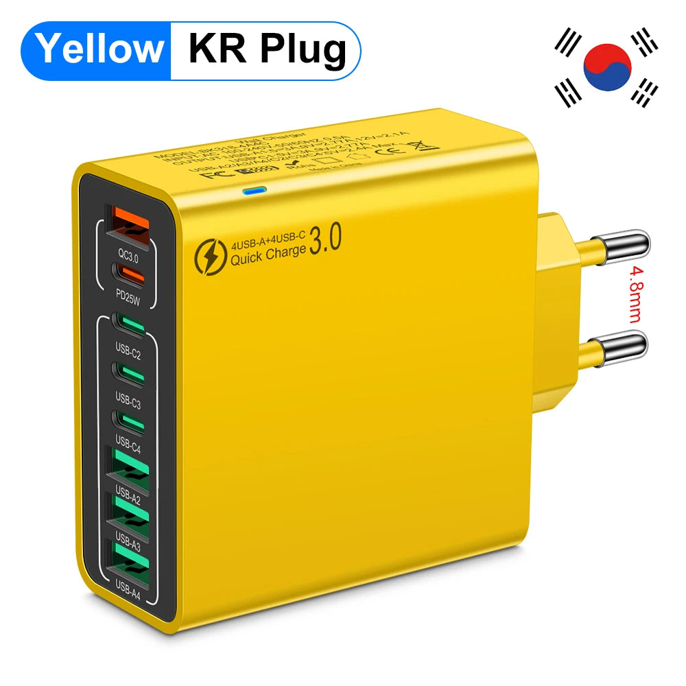 8 in 1 Waterproof Ports USB Fast Charger