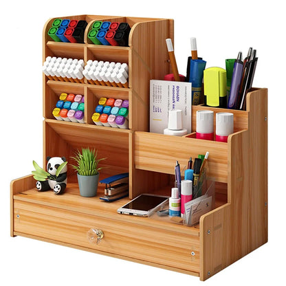 Wooden Desk Organiser with Drawer