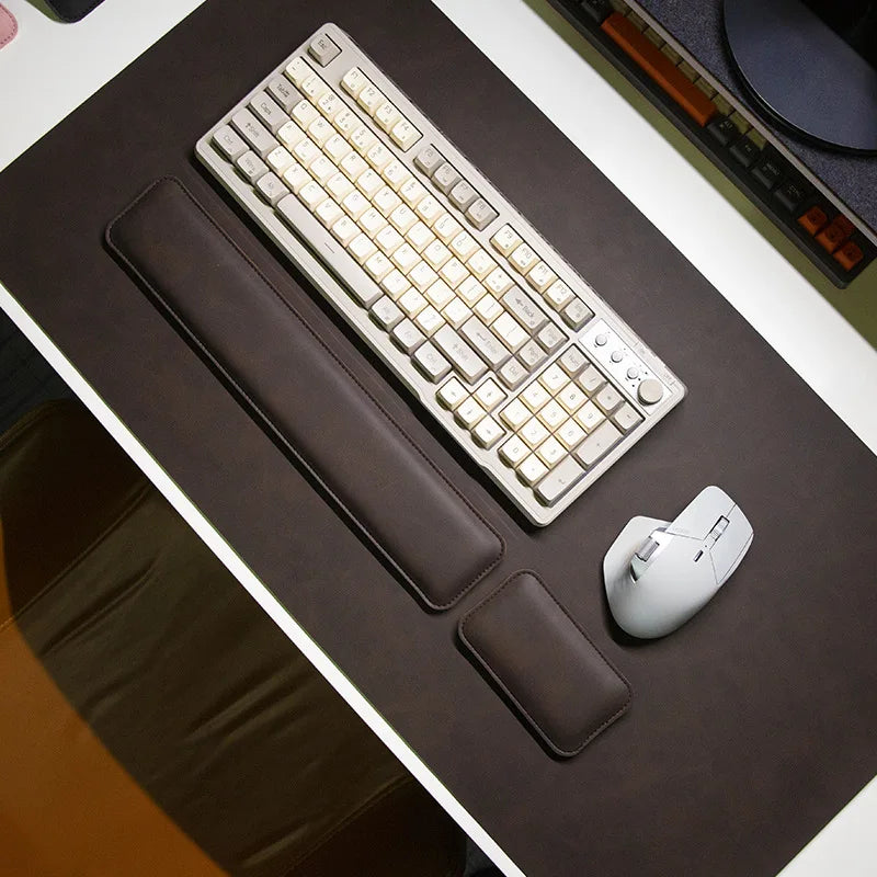 PU Leather Desk Pad Set – Waterproof Non-Slip Mouse Pad with Keyboard & Wrist Rest