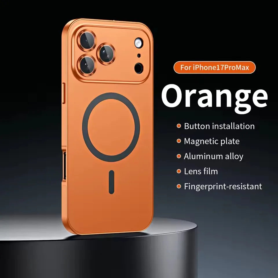 Magnetic Aluminum Frame Case with PC Back – Compatible with iPhone 13–17 Pro Max (MagSafe)