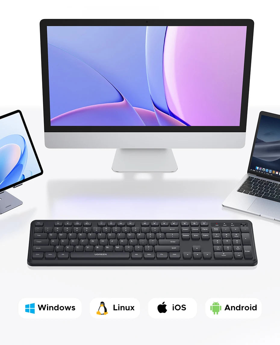 UGREEN 2.4G Wireless Keyboard – 104 Keys, Ultra-Slim, US Layout