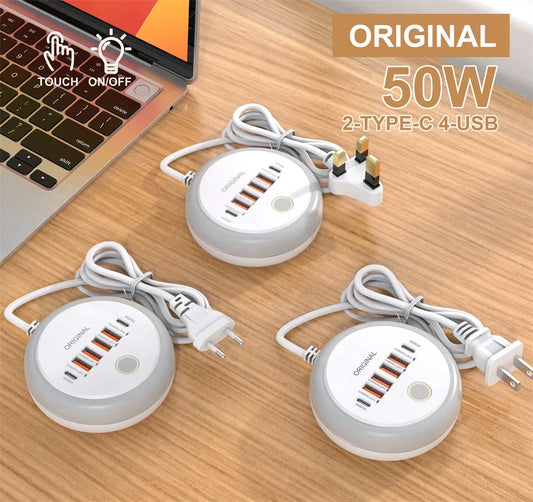 50W Multi-Port USB-C Power Strip – Fast Charging for iPhone & Mobile Devices