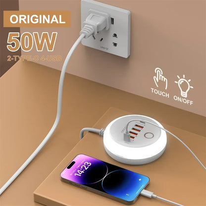 50W Multi-Port USB-C Power Strip – Fast Charging for iPhone & Mobile Devices