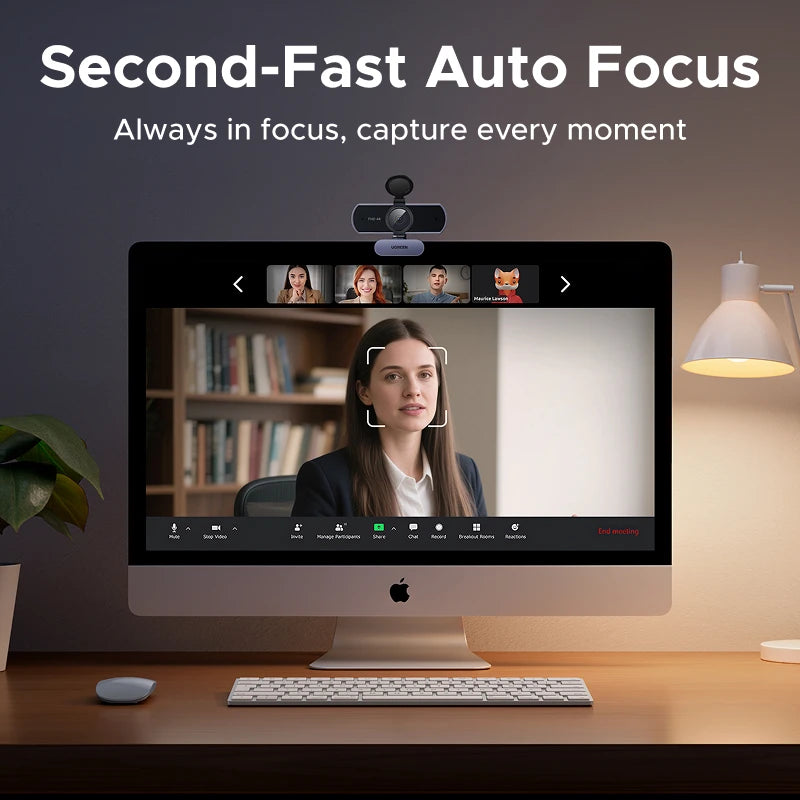 UGREEN 4K FHD Webcam – 8MP, Autofocus & Dual AI Mics