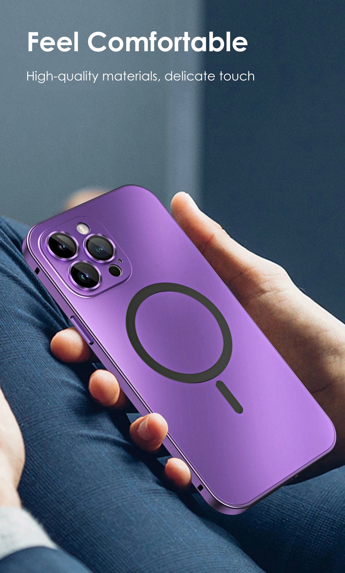 Magnetic Aluminum Frame Case with PC Back – Compatible with iPhone 13–17 Pro Max (MagSafe)