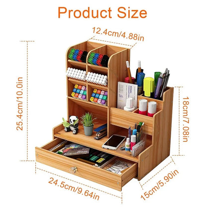 Wooden Desk Organiser with Drawer