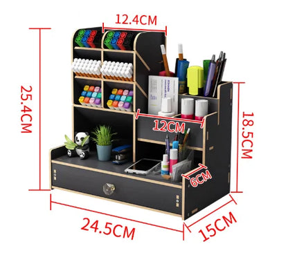 Wooden Desk Organiser with Drawer