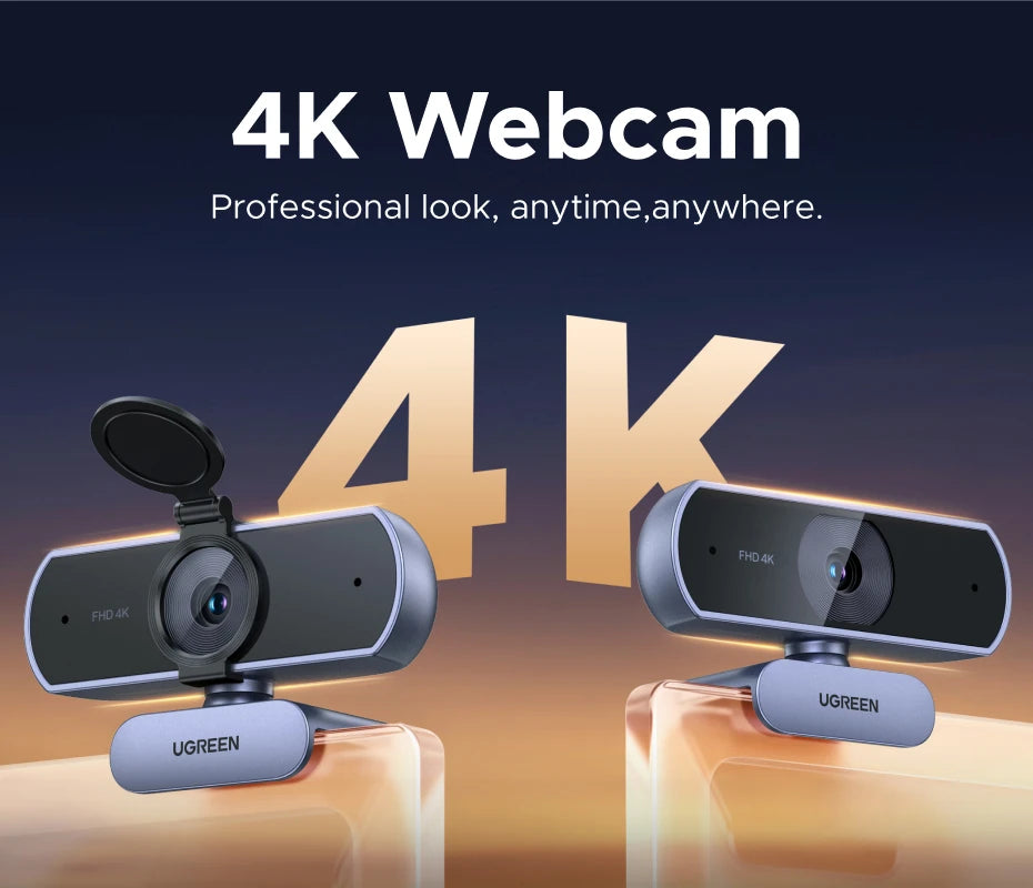 UGREEN 4K FHD Webcam – 8MP, Autofocus & Dual AI Mics