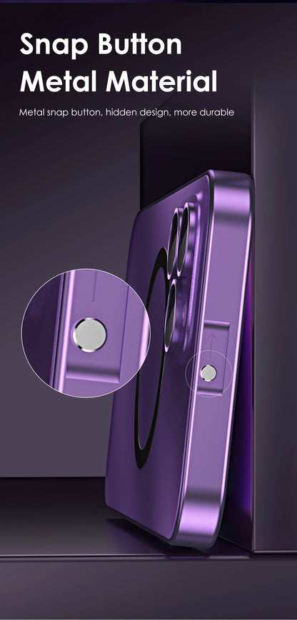 Magnetic Aluminum Frame Case with PC Back – Compatible with iPhone 13–17 Pro Max (MagSafe)