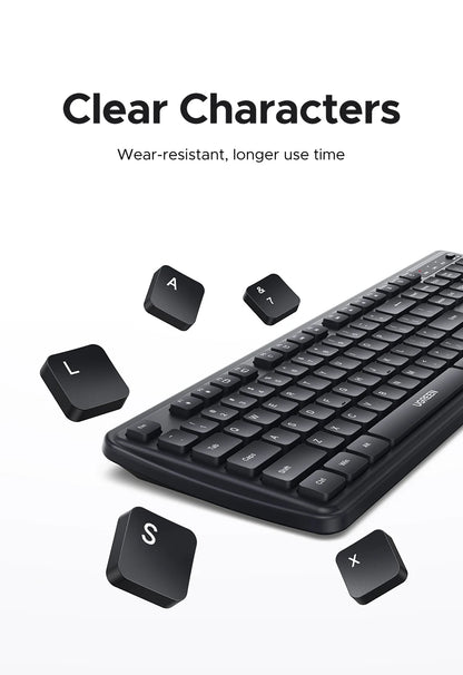 UGREEN 2.4G Wireless Keyboard – 104 Keys, Ultra-Slim, US Layout