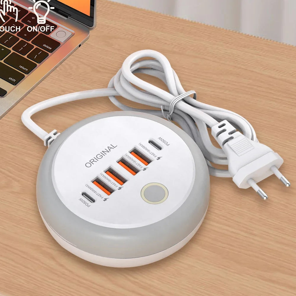 50W Multi-Port USB-C Power Strip – Fast Charging for iPhone & Mobile Devices