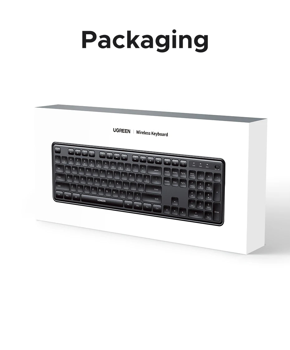 UGREEN 2.4G Wireless Keyboard – 104 Keys, Ultra-Slim, US Layout